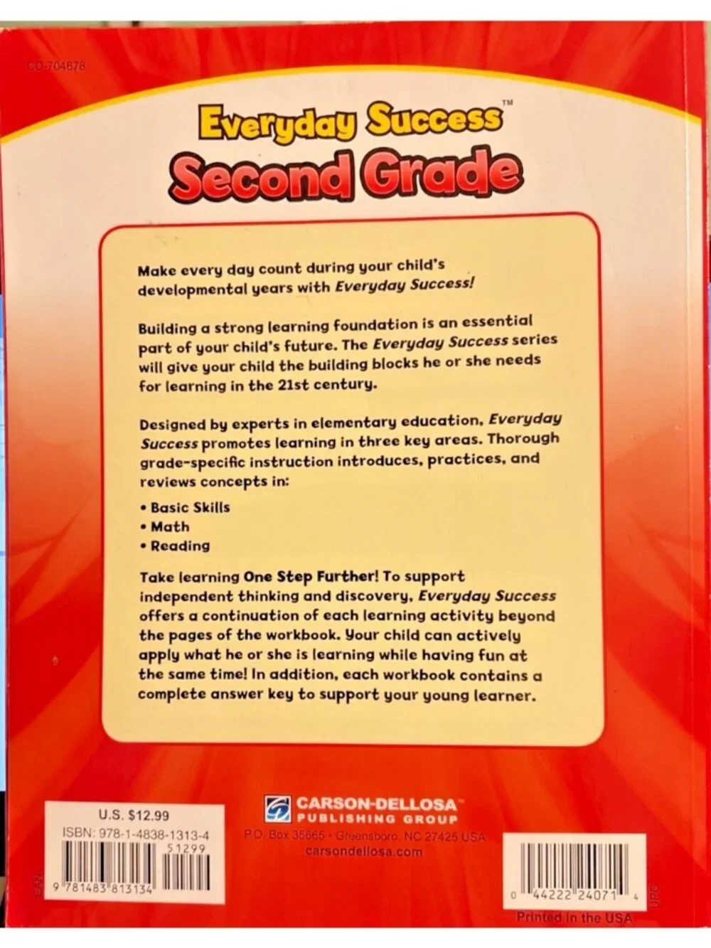 Everyday Success Educational Workbook Grade 2 Read Comprehension Math Nouns 2011